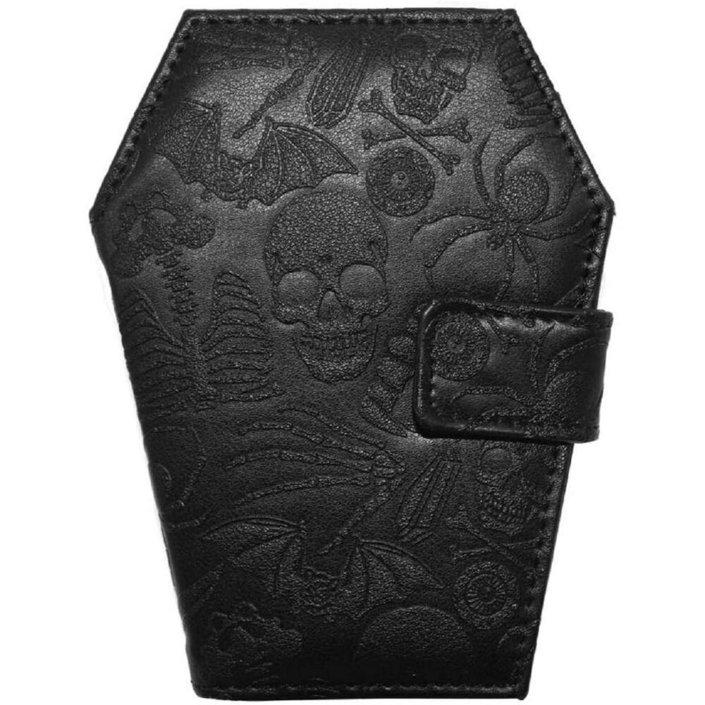 Gothic Embossed Skull Coffin Wallet Vinyl Womens Small Organizer